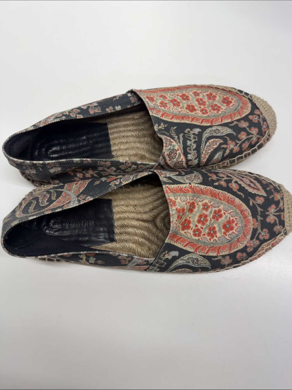 Isabel Marant Etoile Espadrilles Slip On Canvas Shoes Paisley Print Black 39 / 9 - Picture 3 of 9
